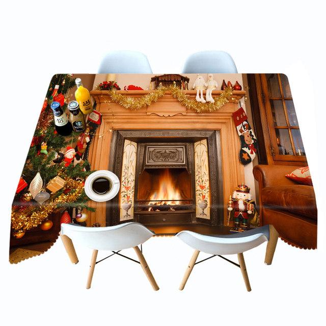 

Утолщенная хлопковая рождественская скатерть с 3D-светильником в виде рождественских чулок с рисунком камина, прямоугольная круглая скатерть 130 X 180CM