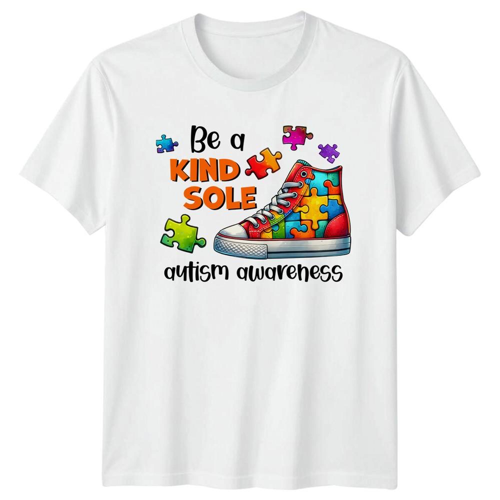 Be A Kind Sole Autism Awareness Puzzle Shoe Graphic TShirt S
