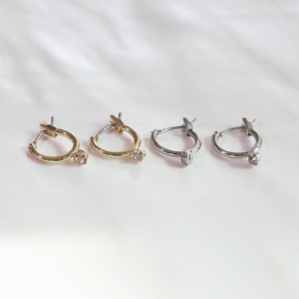 Saon Gold Silver Cubic Simple Ring Earrings