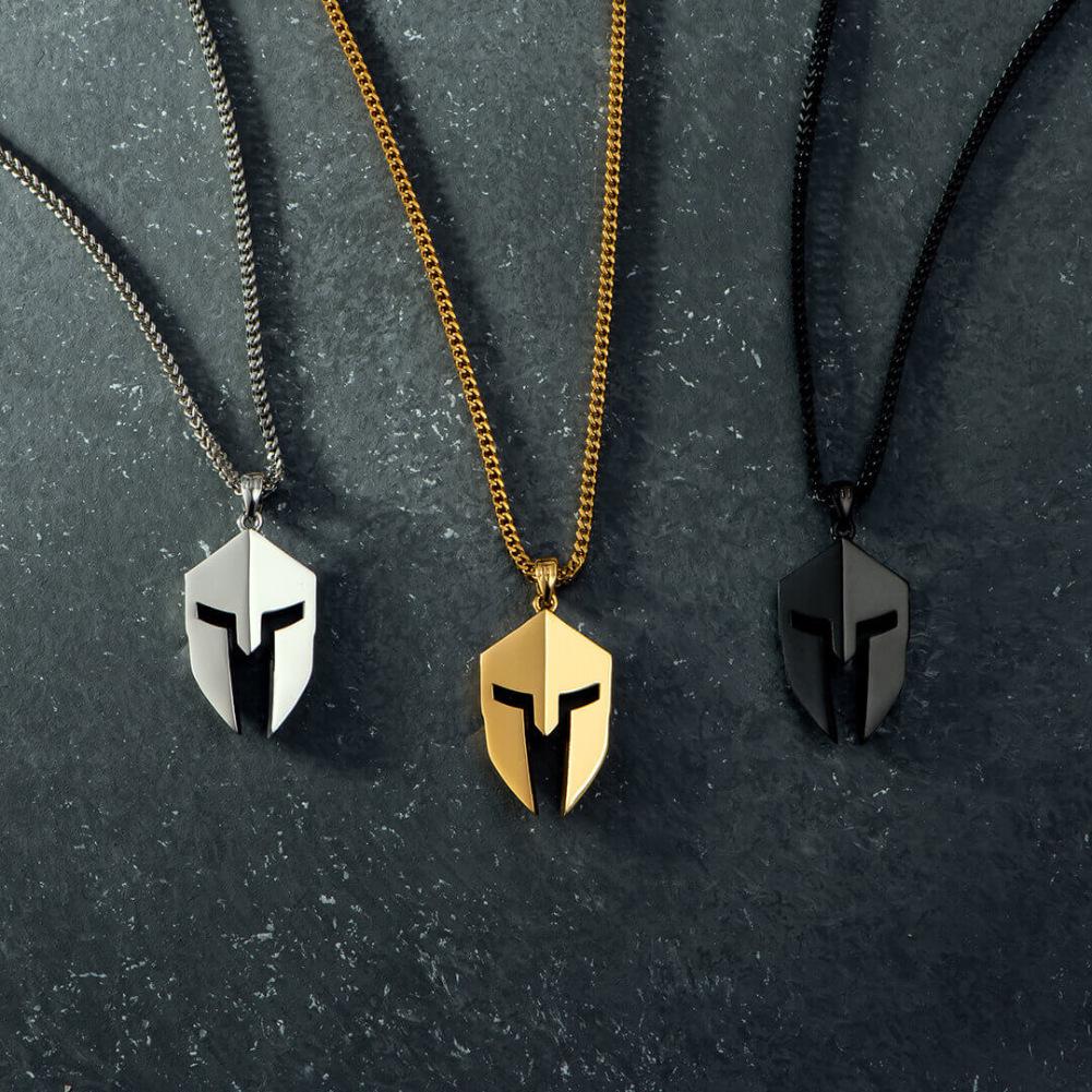 

Titanium Steel Minimalist Spartan Warrior Mask Mask Pendant Necklace High Color Retention Men S Necklace Color Retention Jewelry