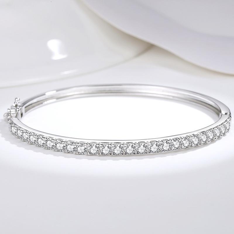 Classic Fashion Internet Celebrity S925 Silver Full Diamond Bracelet for Women Row of Diamond Silver Bracelet