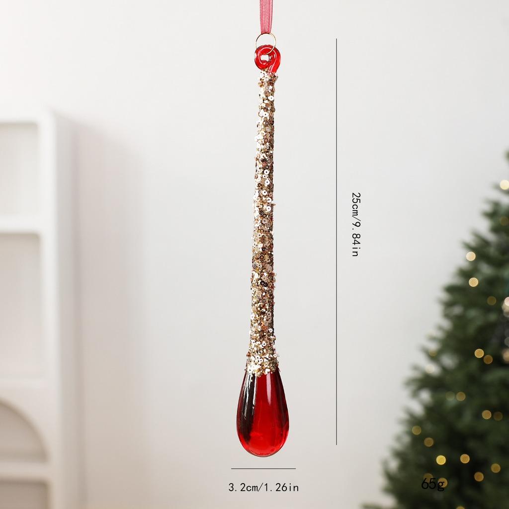 Christmas Pendant Pet Plastic Christmas Tree Hanging Decoration Drop Ornament Gold Glitter Plastic Christmas Decoration Pendant