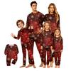 Christmas Printed Family Matching Long Sleeve Neck Loungewear Set for Parents and Kids