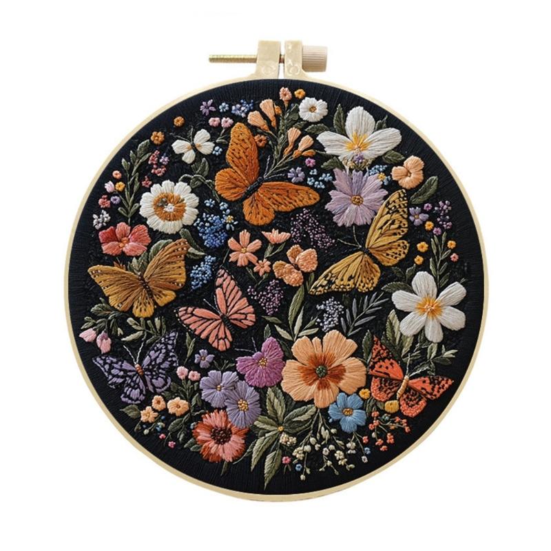 Practical Embroidery Set For Butterfly Designs Sturdy Cotton Fabric Easy Instructions For Hobbyists
