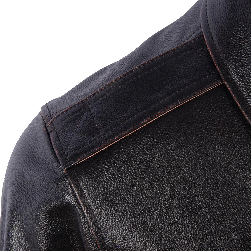 Flight Suit A2 Thick Genuine Cow Men Leather Jacket Vintage Oil Waxed Brown Aviator Bomber Jackets Male Winter Coat