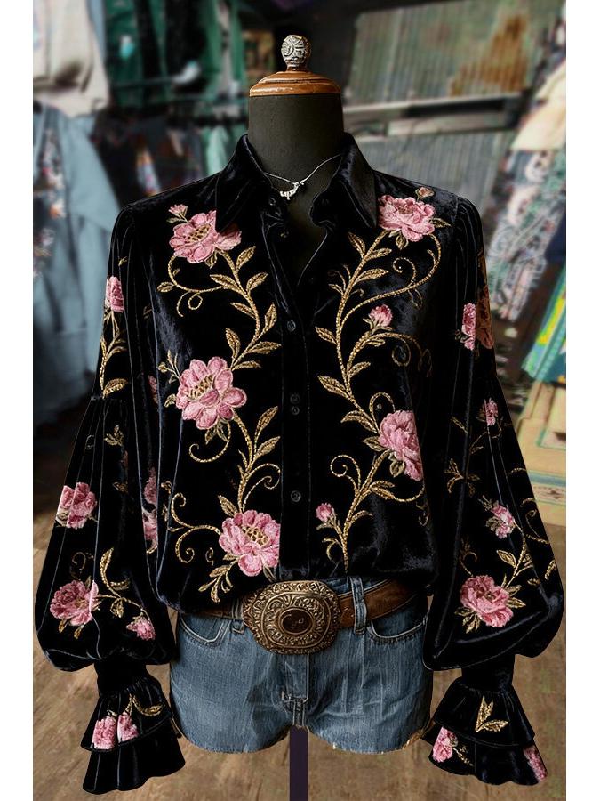 

3D Printed Creative Pattern Women s Long Sleeve Lapel Shirt with Pockets 2XL