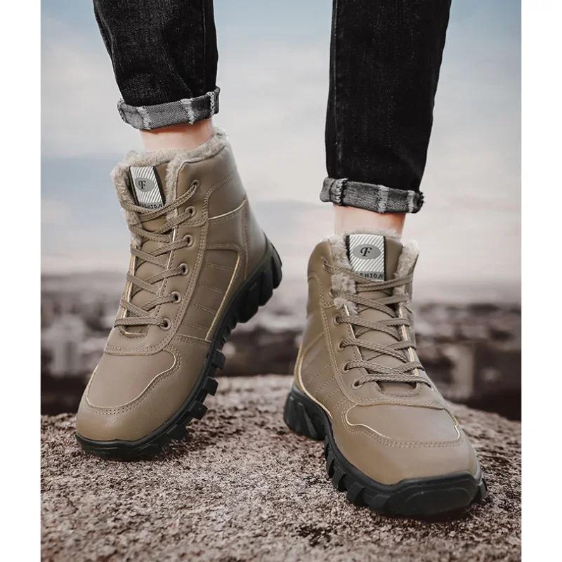 fashion High Quality Men's Shoes Winter New High Top Work Boots for Men Warm Cotton Shoes Outdoor Non-slip Platform Snow Boots Men 2024
