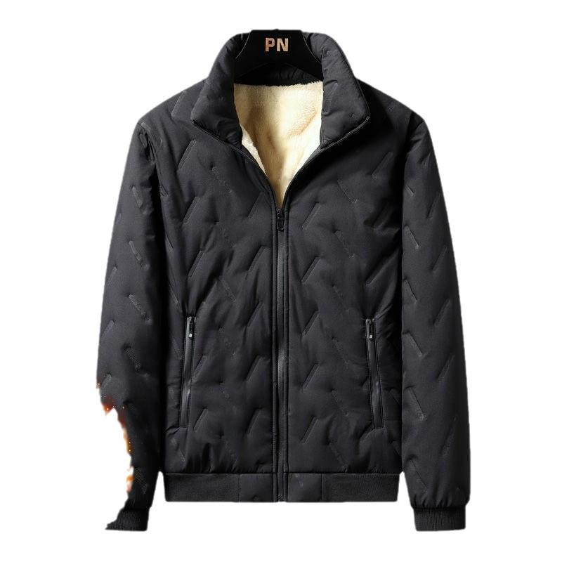 Men's Winter Lambswool Cotton-Blend Coat - Thick, Warm, Loose Fit, Plus Size, Velvet Lining, Perfect for Dad.
