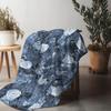 Dark Blue Floral Fleece Blanket Watercolor Rose Print Soft Warm Throw Blanket for Sofa Bed Couch Decoration