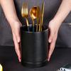 Frosted Chopstick Tube, Ceramic Black Crystal Glaze Knife, Fork And Spoon Storage Tube, Light Luxury Round Ornament, Household Storage