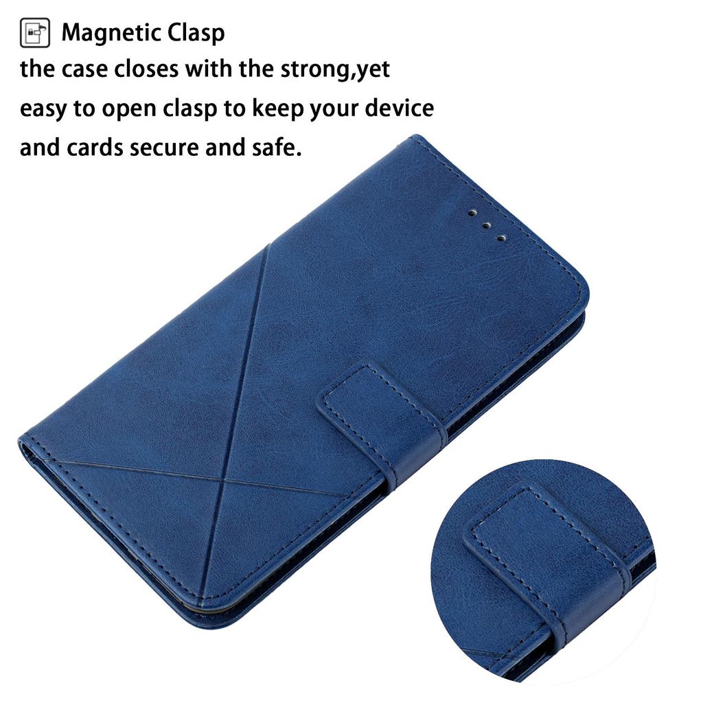 For iPhone 17 Pro Case Line Pattern Wallet Leather Phone Cover with Wrist Strap