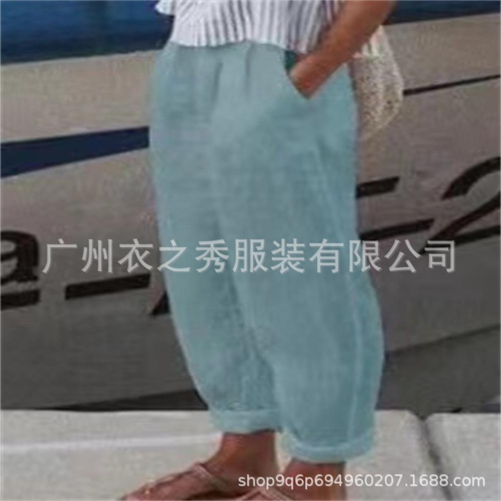 Retro Versatile Cotton Linen Casual Pants, High Waist Slimming Plus Size Loose Trousers, Breathable Ladies Daily Bottoms