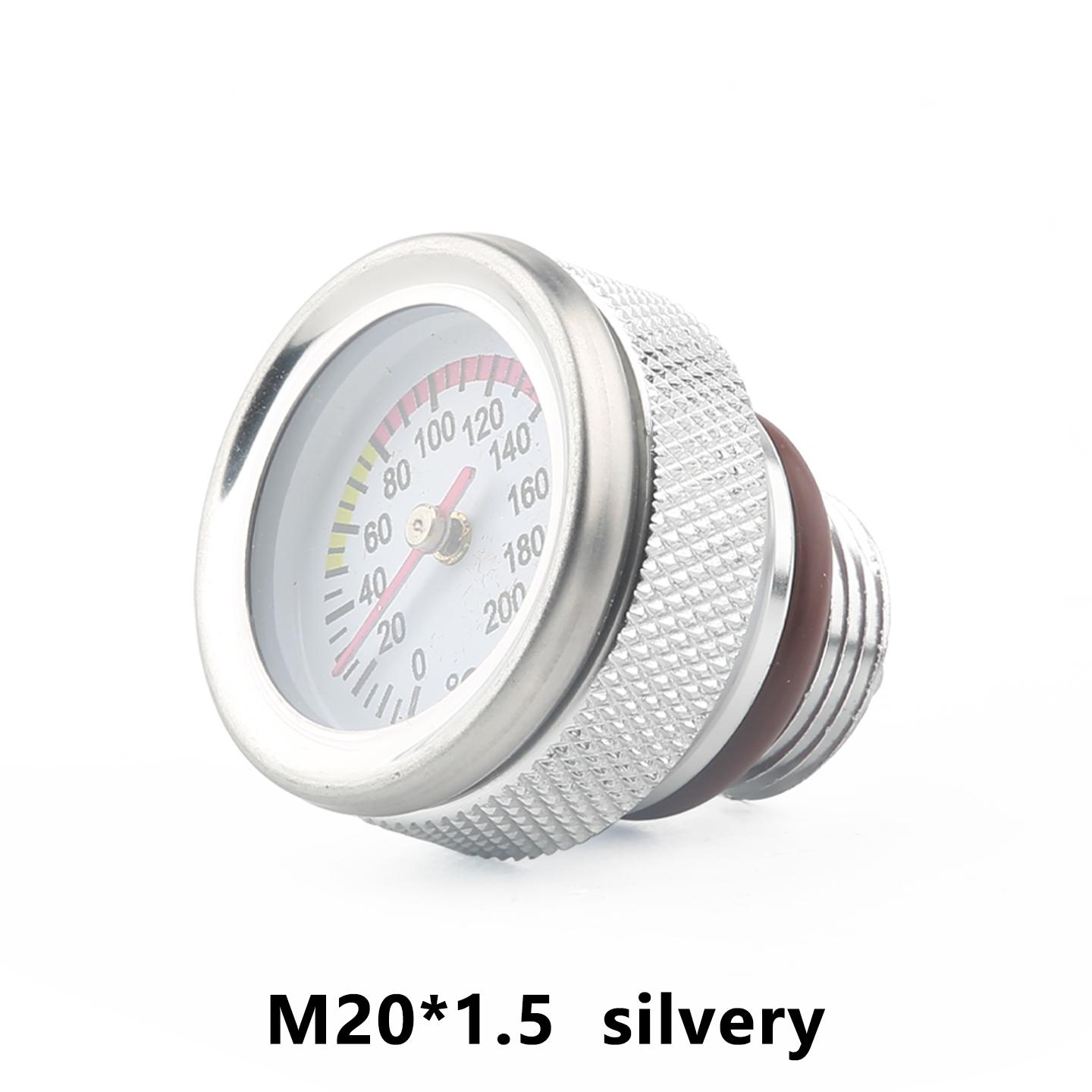 M20 X 1.5   Motorbike Engine Oil Temperature Gauge 0 to 200℃ Easy Installation Durable Metal  Oil Temp Gauge (black/silver) M20x1.5-sliver