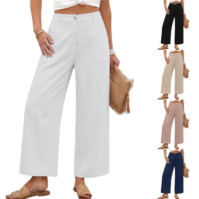 Damen Casual, Locker, Fließende Leinen Weite Hosen für den Strand