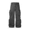 Herren Baumwolle Vintage Multi-Pocket Cargohose Locker Weiter Bein Gerade Hose Lässig Streetwear Baggy Arbeitshose