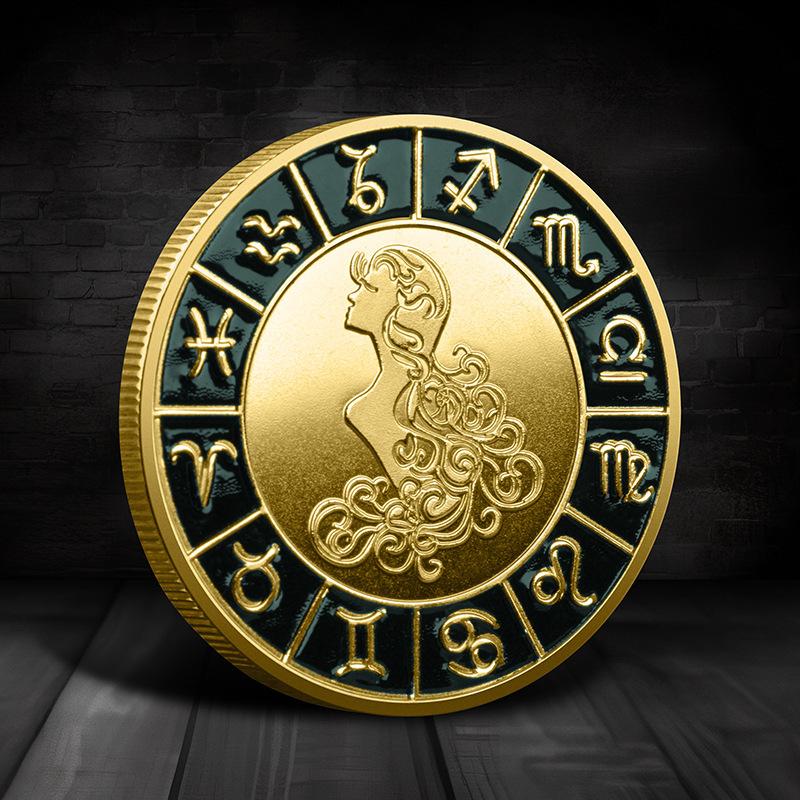 Single Zodiac Sign Commemorative Coin, Individual Constellation Collectible Medal, 40mm Diameter Astrology Souvenir Coin for Collection & Gift
