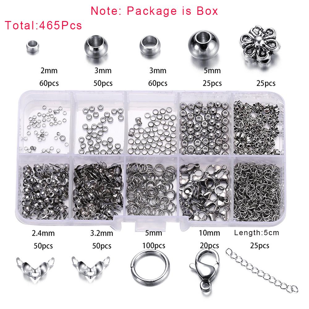 352-950Pcs Stainless Steel Jewelry Making Kits Lobster Clasp Jump Rings End Crimps Beads Clasp for DIY Jewelry Accessories