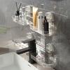 Suction Cup Shower Caddy Bathroom Organizer with Bottom Drain Space Saving Wall Shelf for Bathroom Sink Toothbrush Facial Cleanser Storage