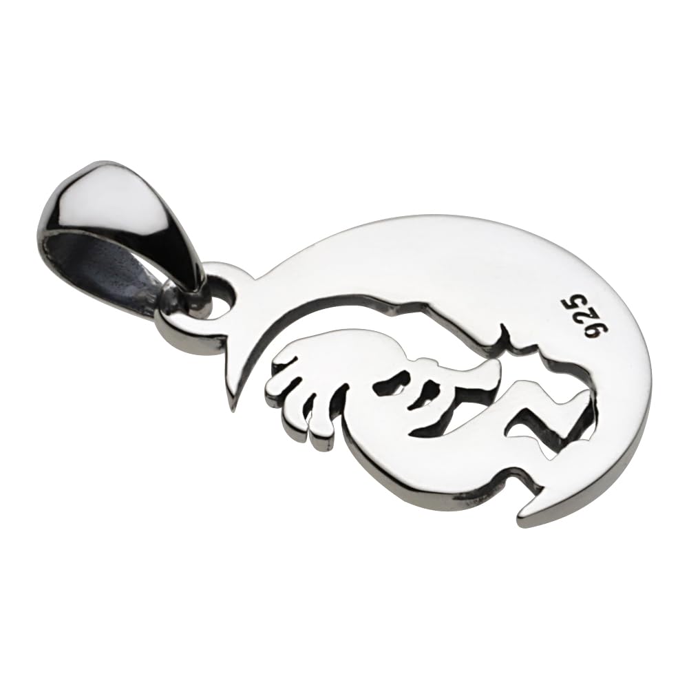 Kokopelli Crescent Moon Pendant 925 Silver P0770 [Cenote] [Silver Accessory]