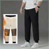 Men's Autumn Winter Fleece Lined Thickened Casual Pants Windproof Waterproof Loose Straight Leg Sports Warm Cotton Pants