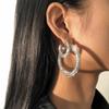 Fashion Light Luxury C-Shaped Full Diamond Set Earrings, Temperament Versatile With Colored Diamond Geometric Studs