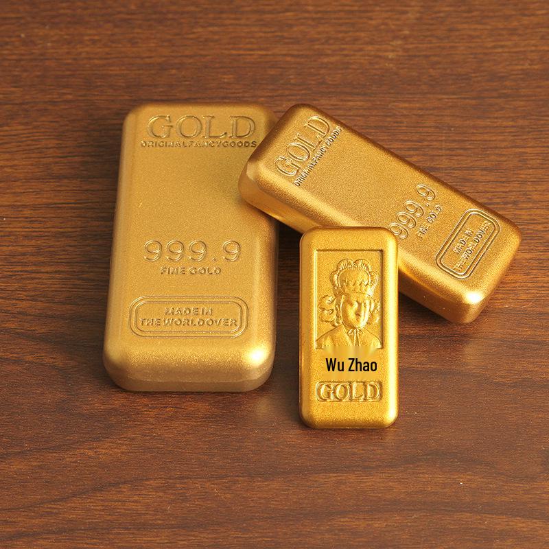 Large Simulation Gold Bar Ornament - Solid Sand Gold Brick for Bank or Shop Display