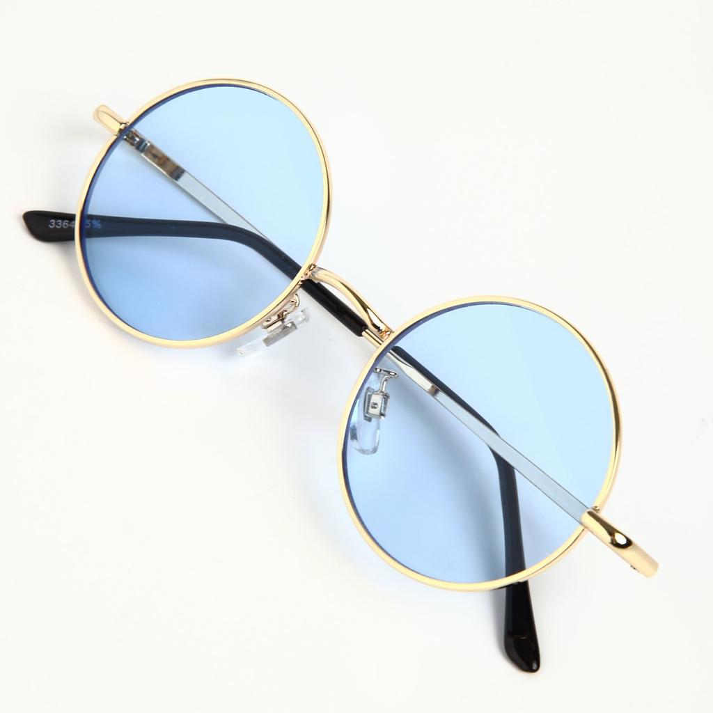 What Say Circle Gold Frame Sunglasses with Colored 14 Trendy UV400 for Men and Includes Soft and Hard Cases Lenses, Colors, Protection, Women, (Light