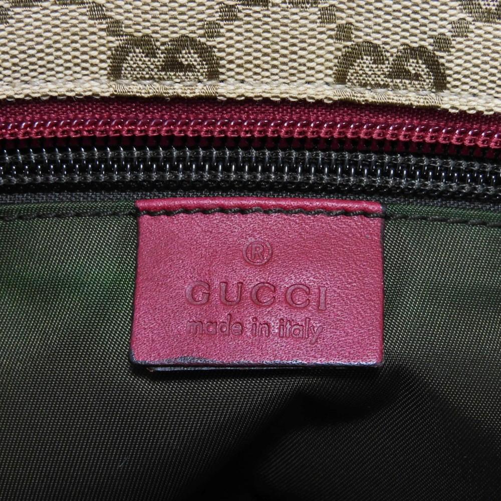 Used 9539 Web Stripe Tote 131230 7924 Logo Embossed Leather Patch Double G Red GG Canvas Beige Unisex from Japan