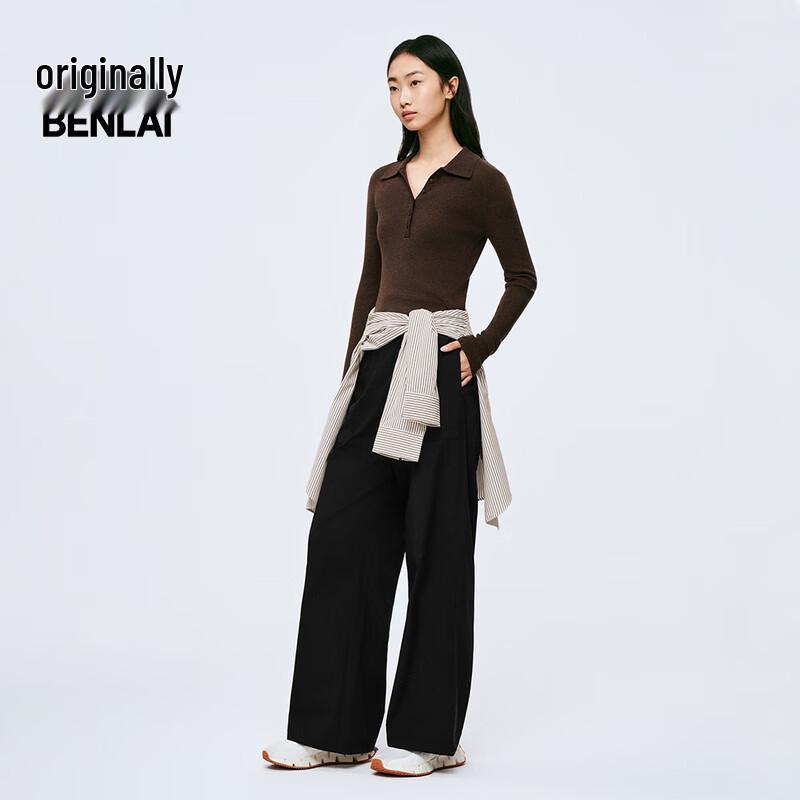 Benlai Women's Anti-Wrinkle Drape Wide-Leg Casual Pants