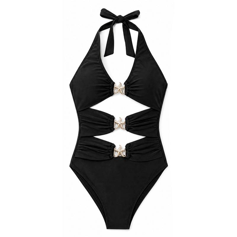 1011 European and American One-piece Swimsuit Racing Women's Professional Swimming Women's Sexy Swimsuit Neck Strap