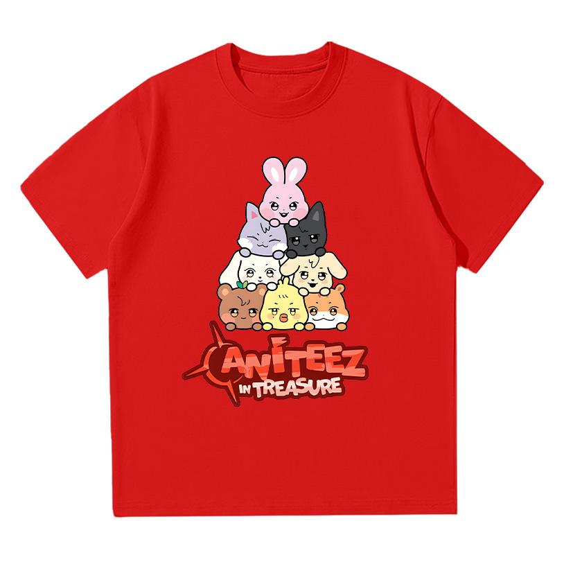 

Ateez In Terasure T Shirts Korean Fashion T-shirt Women Casual Short Sleeves Adorable Fans Gift Tee High Quality Top Unisex XXL червоний