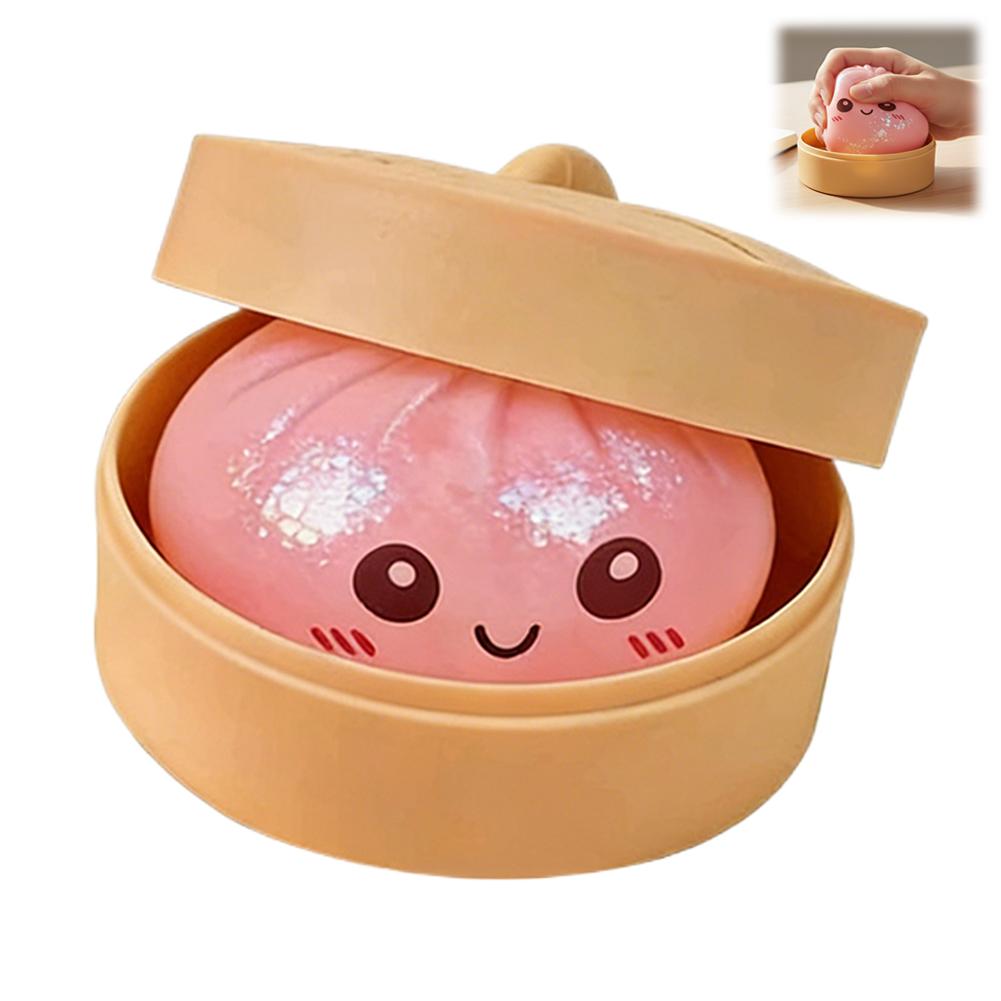 Toys Colorful Dumpling Squishes Stress Balls Fidget Sensory Simulation Food Squishies Bun with Steamer Squeeze Dough Ball Gift Presents
