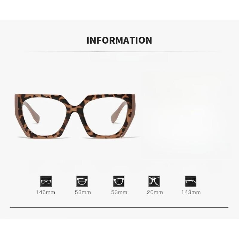 Fashion Polygon Oversize Frame Plain Glasses Unisex Retro Leopard Versatile Advanced Eye Protection Anti-Blue Light Eyeglasses