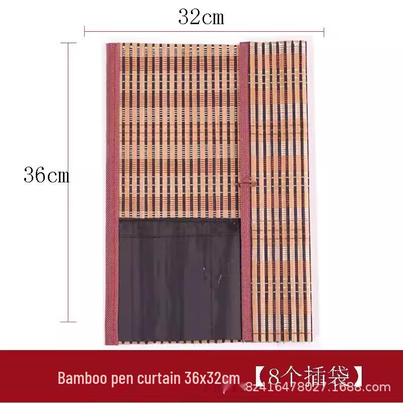 Portable Bamboo Calligraphy Brush Roll Bag for Students