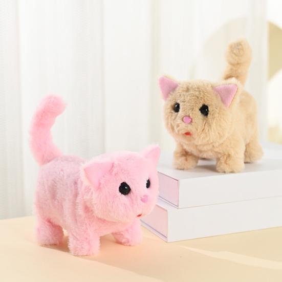 Interaktive Laufende Katze Puppe Miaut Läuft Schwanz Wedelt Berührung Sprachbefehle Miau Laufen Katzenspielzeug Heimdeko