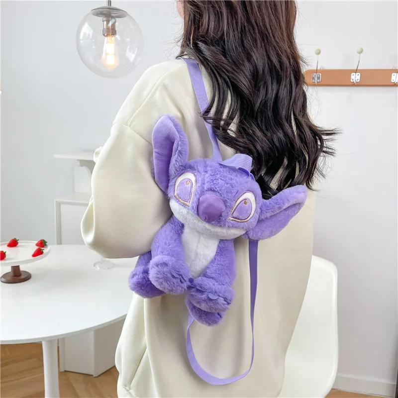 Purple Stitch Plush Toy Backpack Cartoon Cute Travel Plush Toy Backpack Giving Girls Birthday Gifts