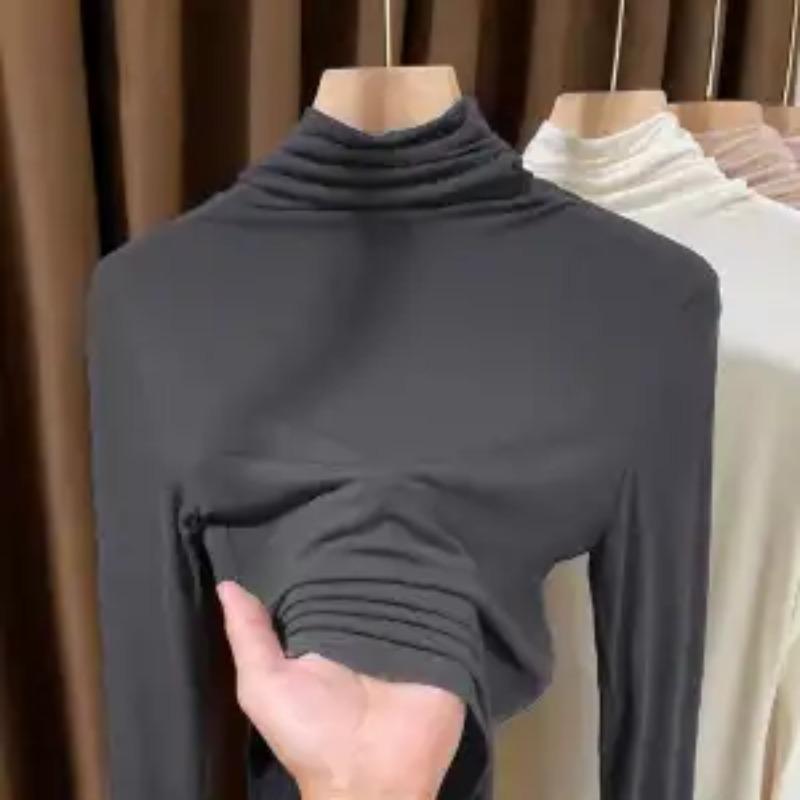 Tricou cu guler înalt și mâneci lungi pentru femei toamnă iarnă stil occidental strat interior strat de bază cu elasticitate ridicată temperament versatil