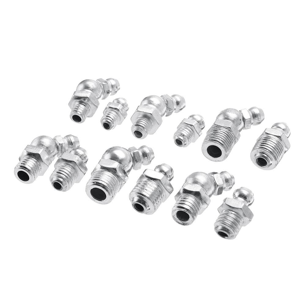 Kit Assortiti 130 Pezzi Raccordi per Ingrassatori Idraulici in Metallo Zincato Ingrassatore Raccordo UNF M6 M8 M10 45 gradi