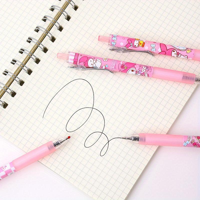 144Pcs 0.5mm Creative Cartoon Pink Rabbit Metal Hook Press Pen Cute High-value Neutral Brush Pen Black