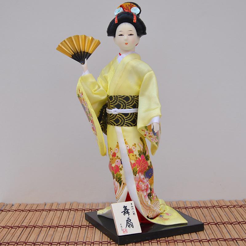 12 Inch Japanese Geisha Kimono Doll, Traditional Maiko Figurine for Sushi Bar Decor & Oriental Home Accent, Artisan Gift