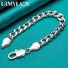 925 Sterling Silver 10mm Side Chain Bracelet Fashion Jewelry MB039