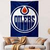 Edmonton Oilers Logo Tapestry Wall Hanging, NHL Hockey Team Art, Sports Wall Decor for Bedroom Living Room Man Cave