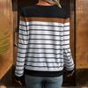 Autumn Women's Long Sleeve Round Neck Striped Sweatshirt for Women