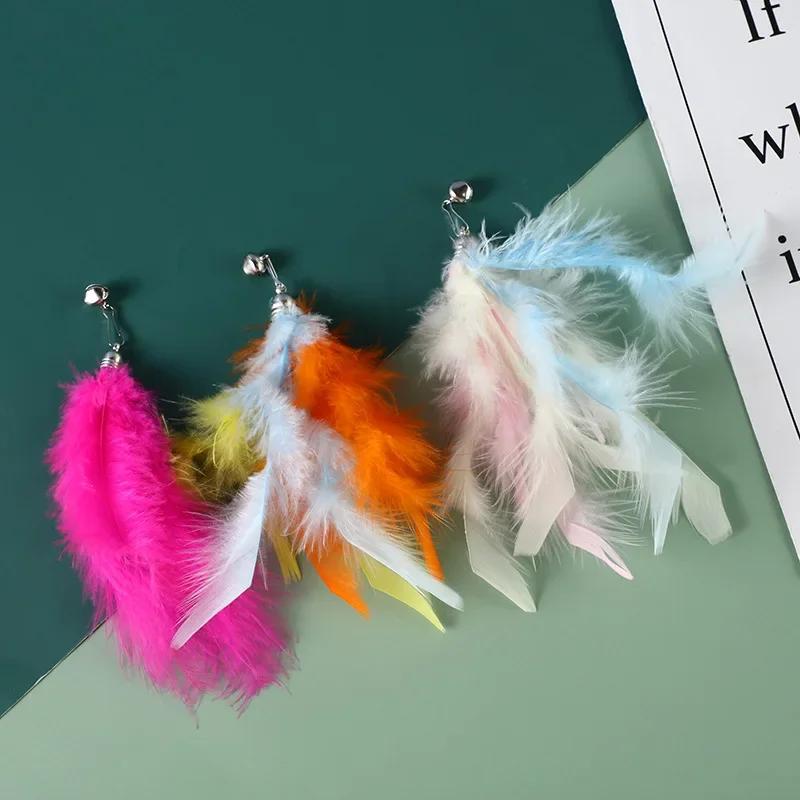 Cat Feather Toy Accessories False Birds Worm Toy with Bell Kitten Cat Toys Interactive Replacement Refill Foam Ball Training