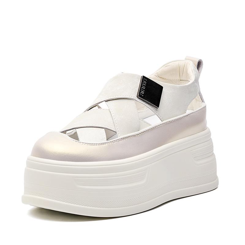 

Muffin thick-soled sports bag head sandals women s summer 2025 new hollow breathable height increase casual sports dad shoes 33 белый