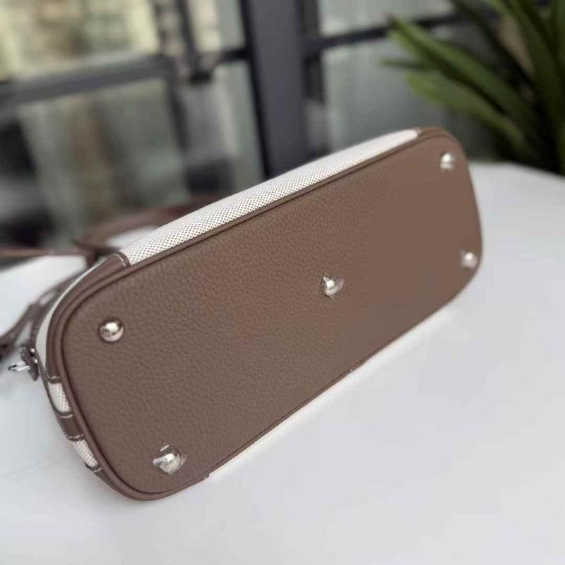 Borsa da donna in pelle primo strato di pelle bovina con tela 31 borsa a conchiglia bowling portatile a spalla obliqua all'ingrosso