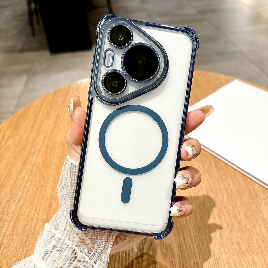 Applicable to Huawei mate70PRO mobile phone case airbag magnetic suction P80pro + electroplated four corners anti-drop mt40 protective case