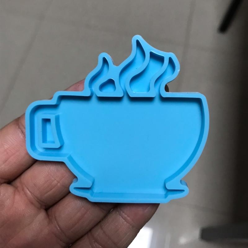 Reusable Silicone Keychain Mold For Epoxy Resin Art Creative Coffee Cup Shape Keyring Casting Mould