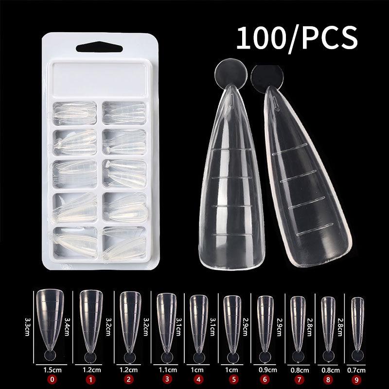 

French & Transparent Nail Art Tips: Long Ballet Full-Cover and Half-Cover False Nail Tips