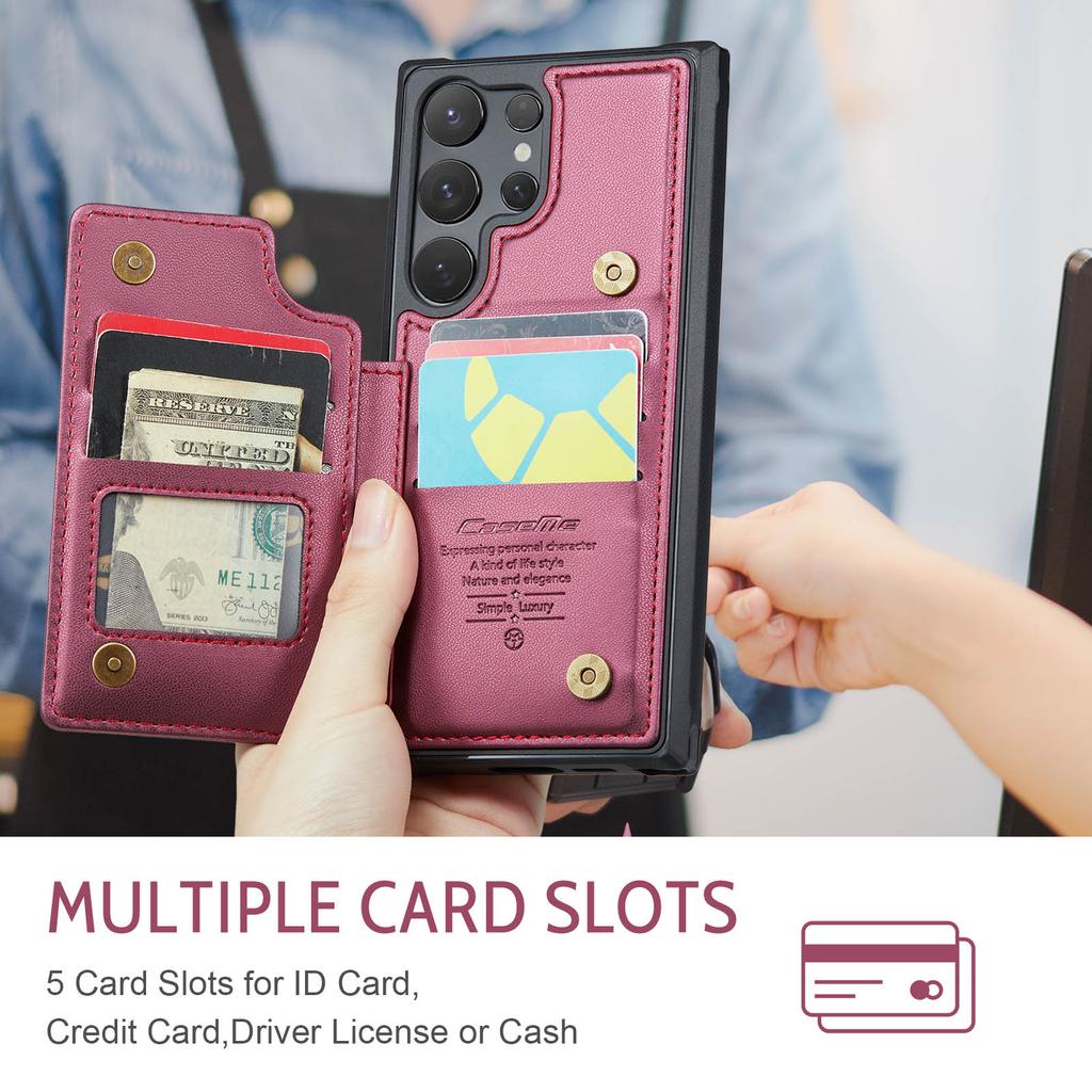 For Samsung Galaxy S26 Ultra Case with RFID Blocking 5 Card Slots CASEME C22 Leather Back Cover